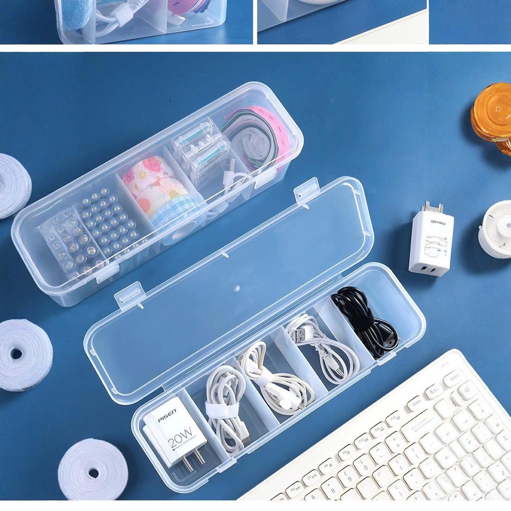 Large-capacity Covered Cable manaSynthetic Gemstoneent Box, 5 Compartments - a Space-saving Desktop Storage Solution for Offices and