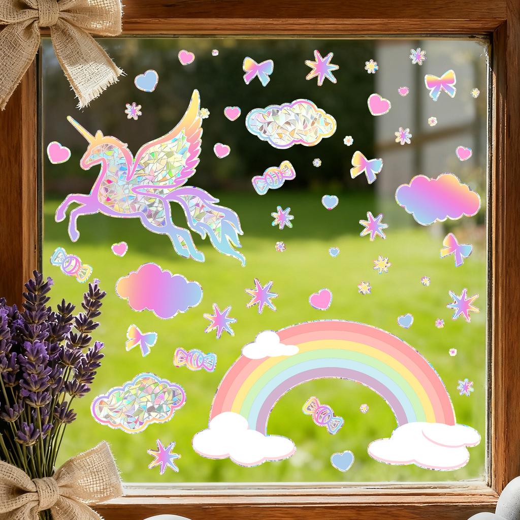 Unicorn Rainbow Self-adhesive Bedroom Living Room Wall Beautification Sticker