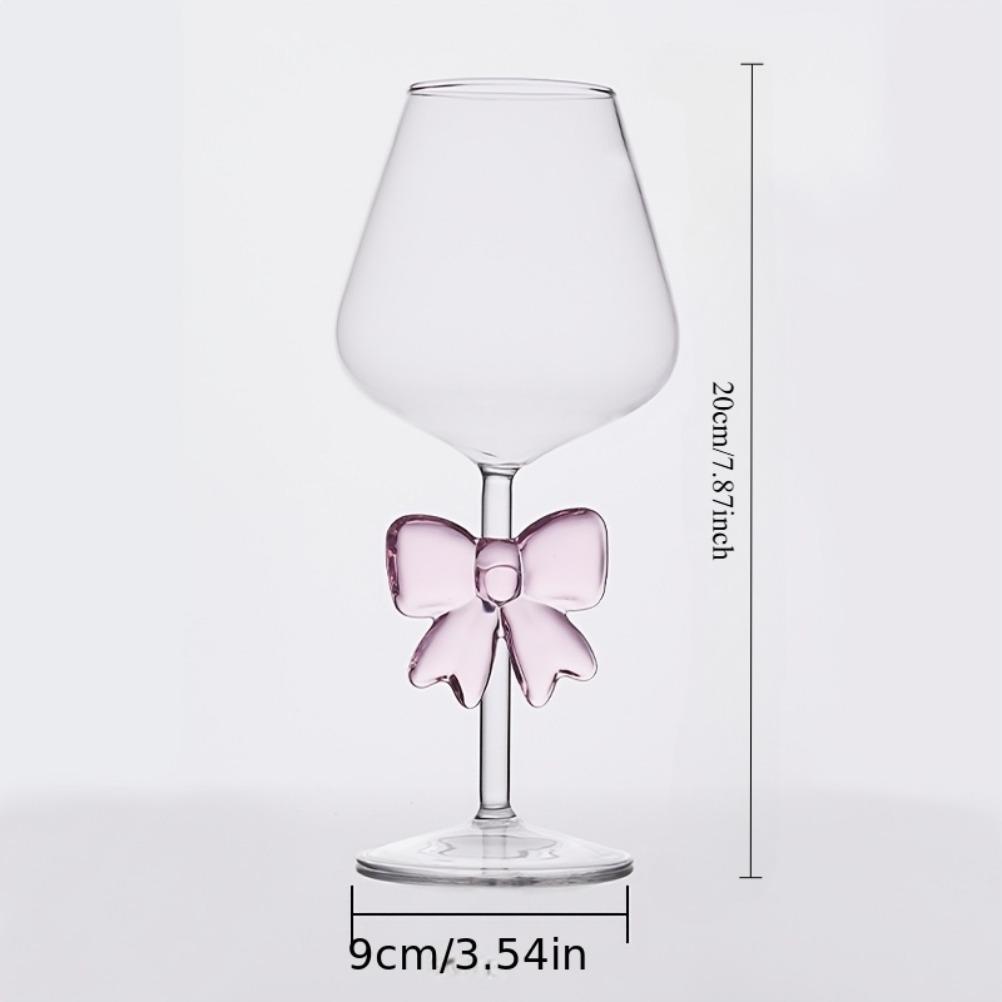 Decorazione in Vetro con Fiocco Rosa Bicchiere Calice Manico a Fiocco Occhiali Resistente al Calore Alto Borosilicato Ciotola per Dessert Gelato Regali per Feste
