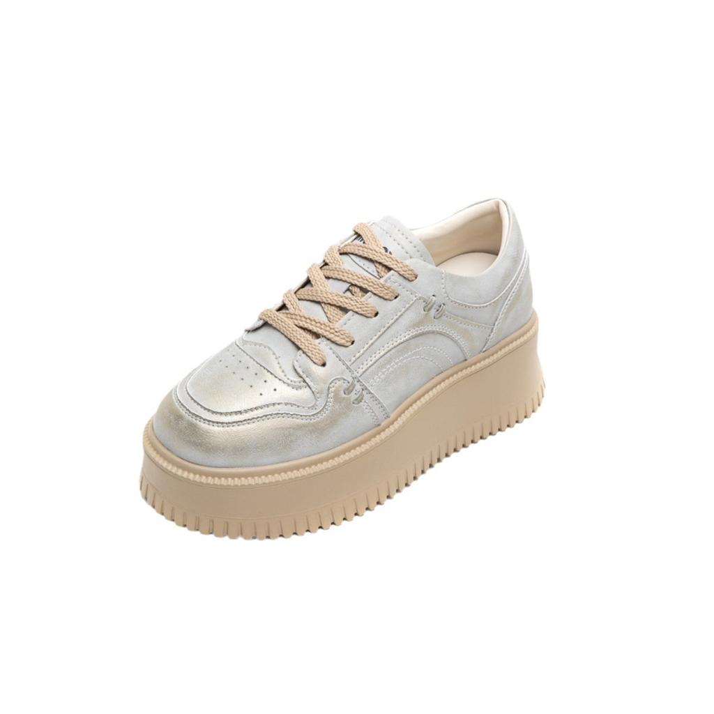 Thick-soled muffin heightening versatile sports little white shoes children with skirts 2025 spring, autumn and summer new popular board shoes