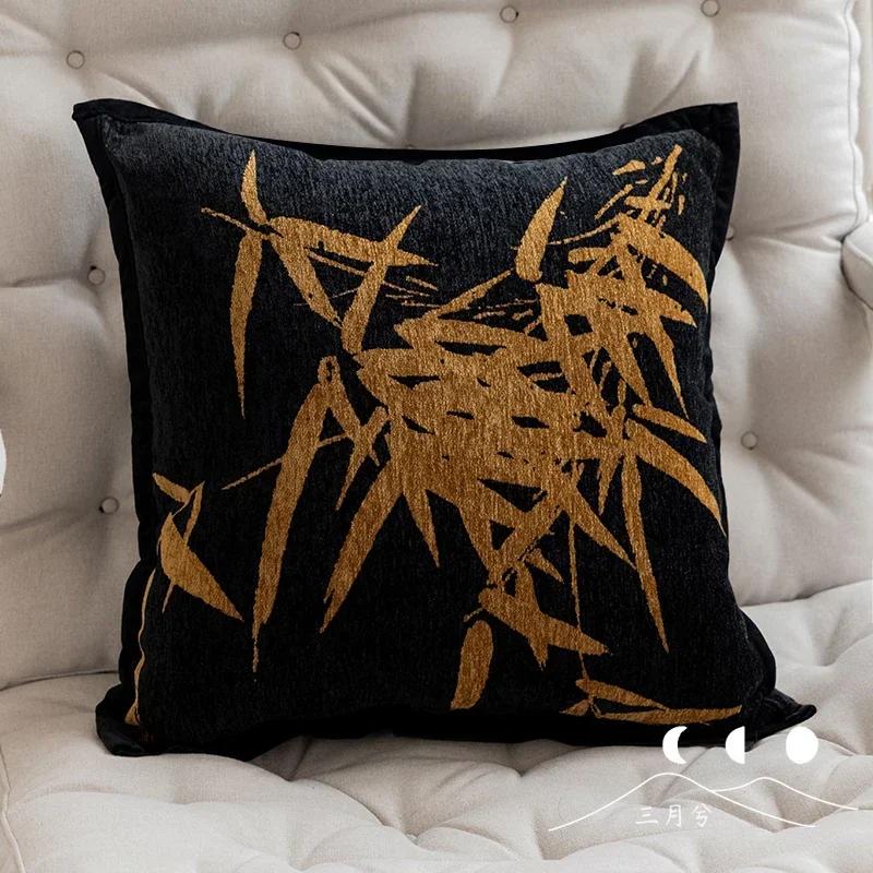 Light Luxury Sofa Pillow Cover New Chinese Modern Minimalist Model Room Decoration Pillow Backrest Headboard Cushion Cover