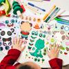 6Pcs Kids Make Your Own Animal Stickers Cartoon Panda Dinosaur Kitten Cow Bear Puzzle Stickers DIY Craft Toy Boys Girls Make-A-Face Stickers