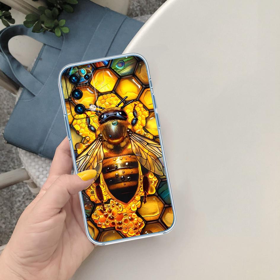 CJ11 Art Bees Cartoon Soft Shell Transparent Phone Case for Motorola Moto G7 G8 G9 G84 G85 G73 G24 G15 Z2 Play Power Plus