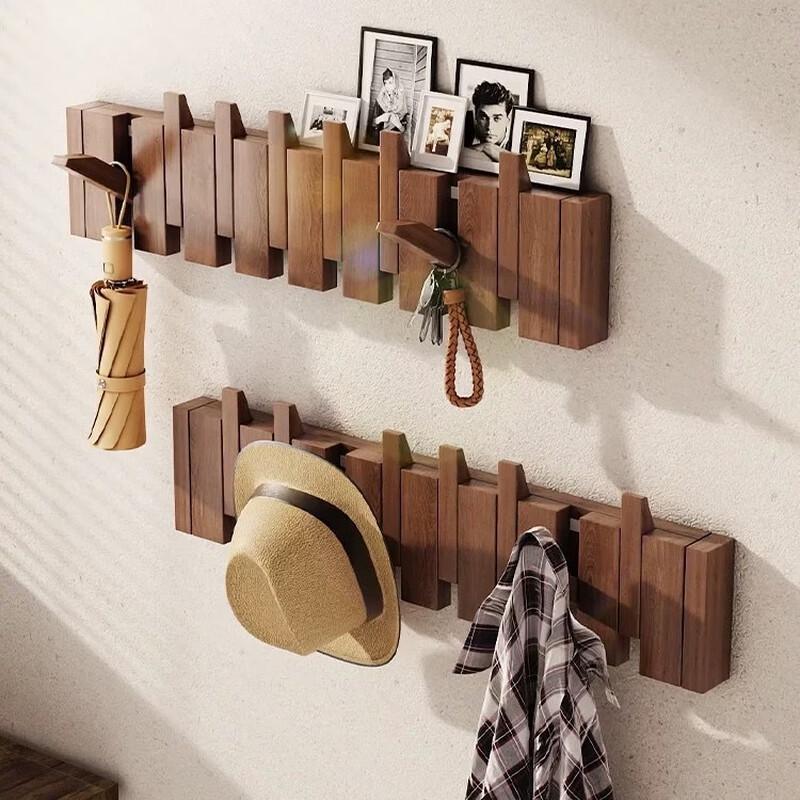 YIXI Wall & Door Mount Wooden Coat Hook Rack