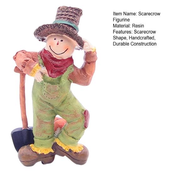 Pumpkin Scarecrow Figurine Handcrafted Resin Statue Fall Harvest Decoration Home Garden Thanksgiving Decor