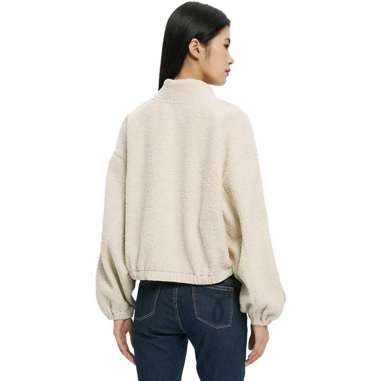 Calvin Klein Solid Color Stand Collar Pullover Sweater Women Tops Apricot J219938-ACF