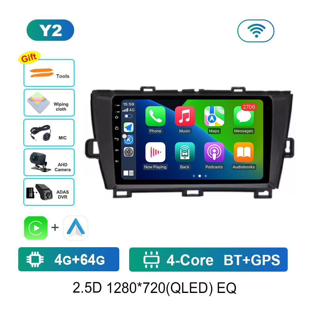 GPS Navigation Split Screen for Toyota Prius 3 XW30 2009 - 2015 Android 14 Car Audio Multimedia Player 4G WiFi BT Head Unit