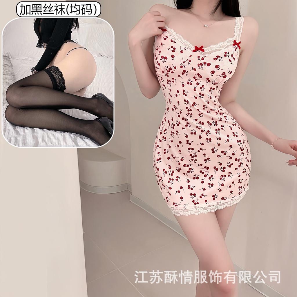 Sex lingerie pure desire cherry sexy women's bed small chest plus chest pad passion uniform seduction suit
