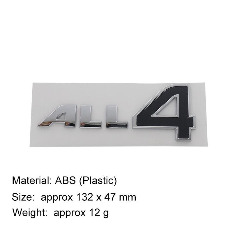 3D Premium ABS ALL4 Letters Sticker Tail Bumper Badge Auto Rear Trunk Emblem Accessories Exterior Decoration