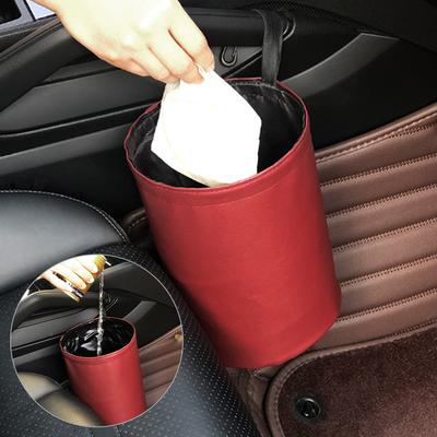 Evrensel Araba Çöp Kutusu Katlanabilir Çift Katmanlı Deri Garaj Çantası Orta Konsol Saklama Çantası Sızdırmaz Su Geçirmez Düzenleyici
