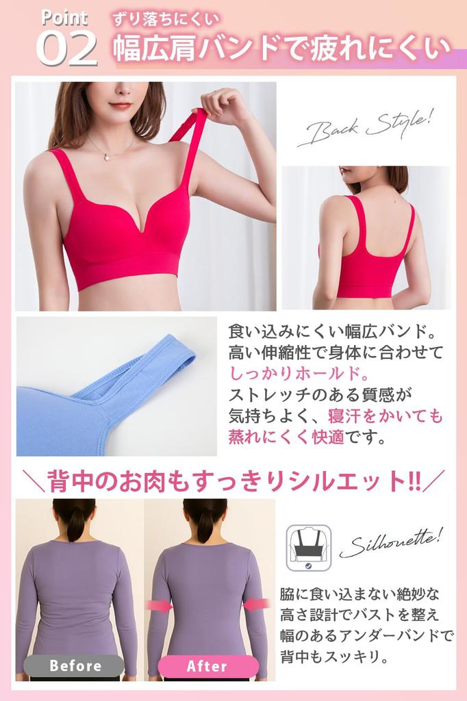 Night No Can Also Be Used As an Inner Sports with Inner M [Ranmy Stage] [All-day Bra] Women's Bra, Movement, Bra, Non-wired Bra, Pad, Blue,