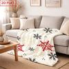2D Flat Printing - 1pc Extra Large Christmas Snowflake Theme Printed Fleece Blanket - Festive Atmosphere Ultra-Soft Thickened Bl