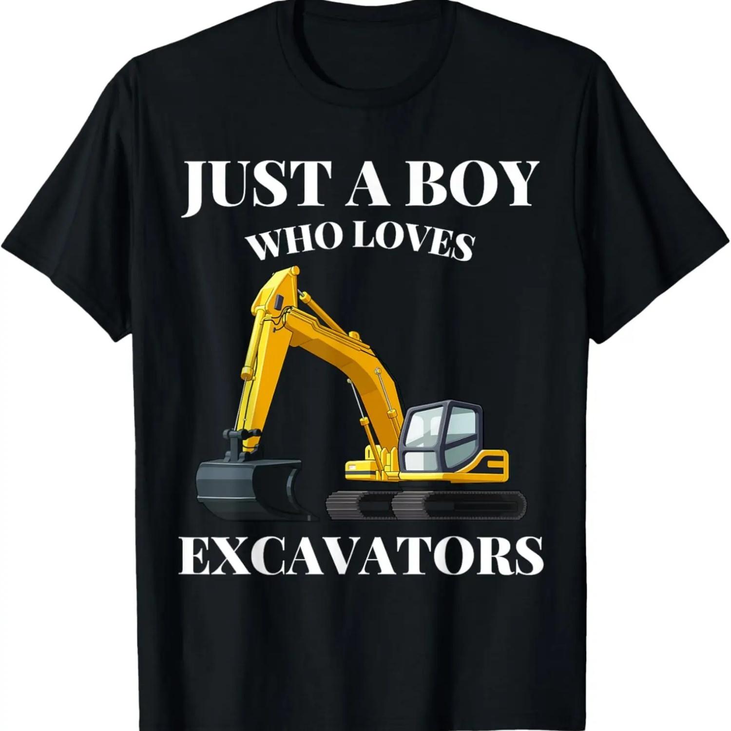 Just A Boy Who Loves Excavators Construction Vehicle Lover T-Shirt S