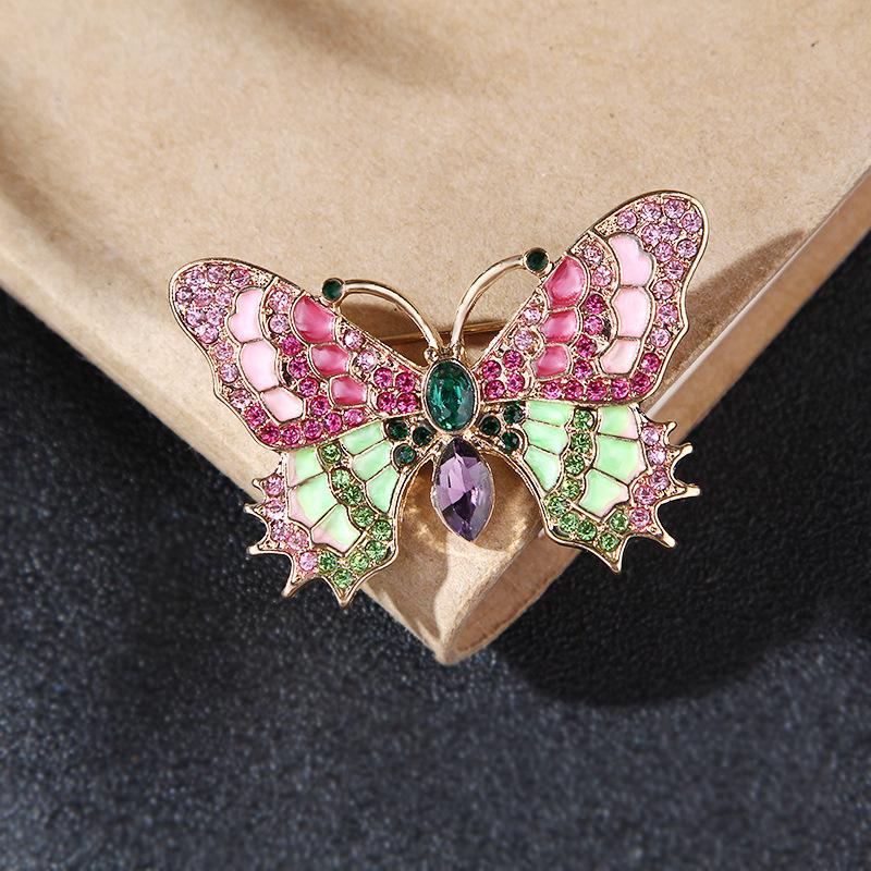 Vintage Delicate Rhinestone Butterfly Insect Brooch for Women