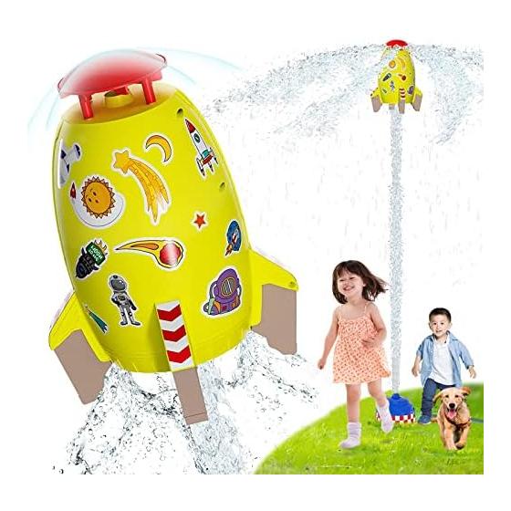 OBEST Sprinkler Rocket Toy, Outdoor Water Play, Summer Fountain Toy, Parent-Child Interaction, Water Pressure Control Height, Includes Hose, Seal,