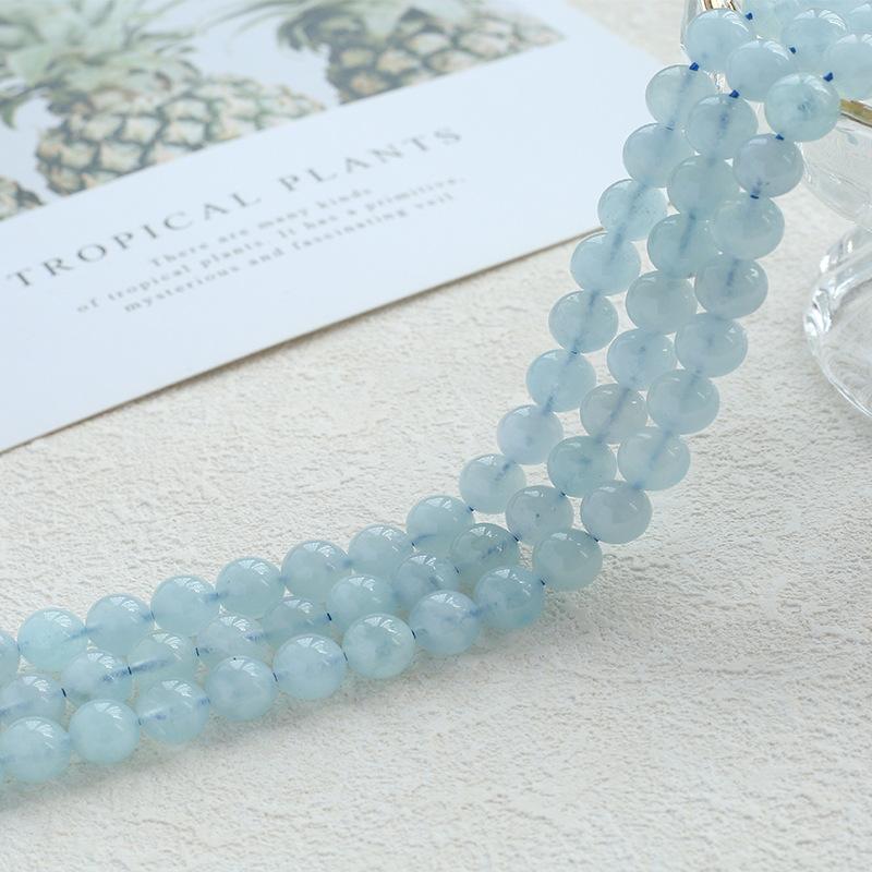 Ice Seed Ice Through Natural Aquamarine Bracelet Bracelet Crystal Work In Progress Round Beads Beaded Loose Beads