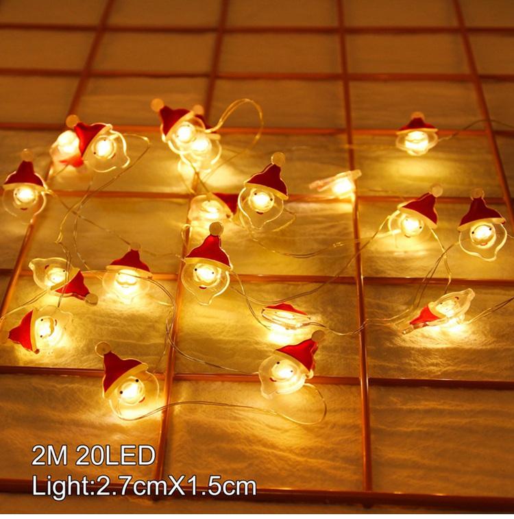 2M 20LED Santa Claus Snowman Elk Garland Lights String Christmas Decorations for Home 2025 Xmas Tree Ornaments Navidad New Year