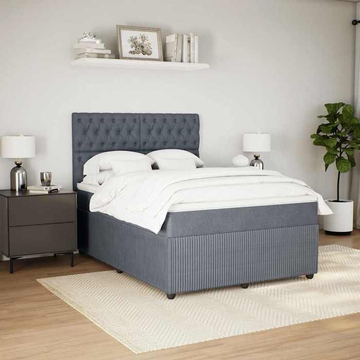 Maison Exclusive - Sommier à lattes de lit et matelas Gris foncé 140x190cm Velours