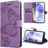 Protective Case - BOOLING - for Samsung Galaxy A55 5G - Purple - Leather Effect Butterfly - Card Holder Included