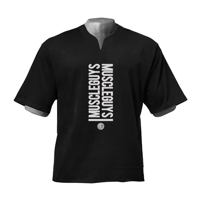 Muscleguys High Quality Men's Summer Loose Graphic T-shirts Fashion Casual Men Fitness Tops Cotton Oversized Comfortable Gym Clothes