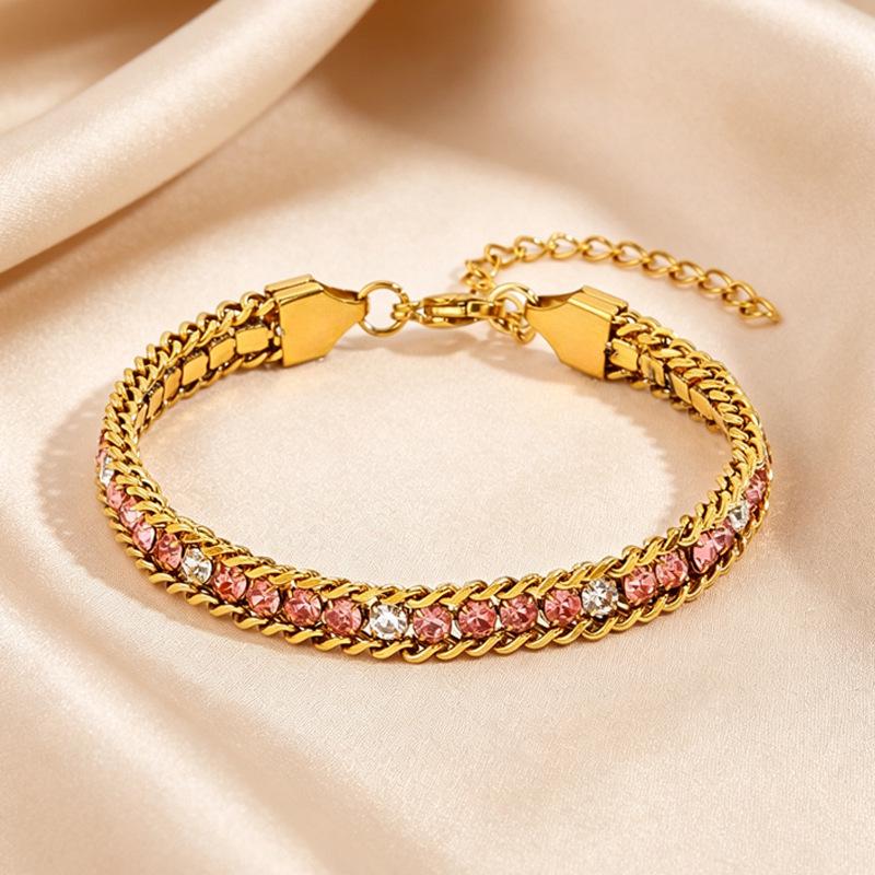 Women's Titanium Steel Multi-color Zircon Bracelet - Luxurious, Versatile, and Fade-resistant