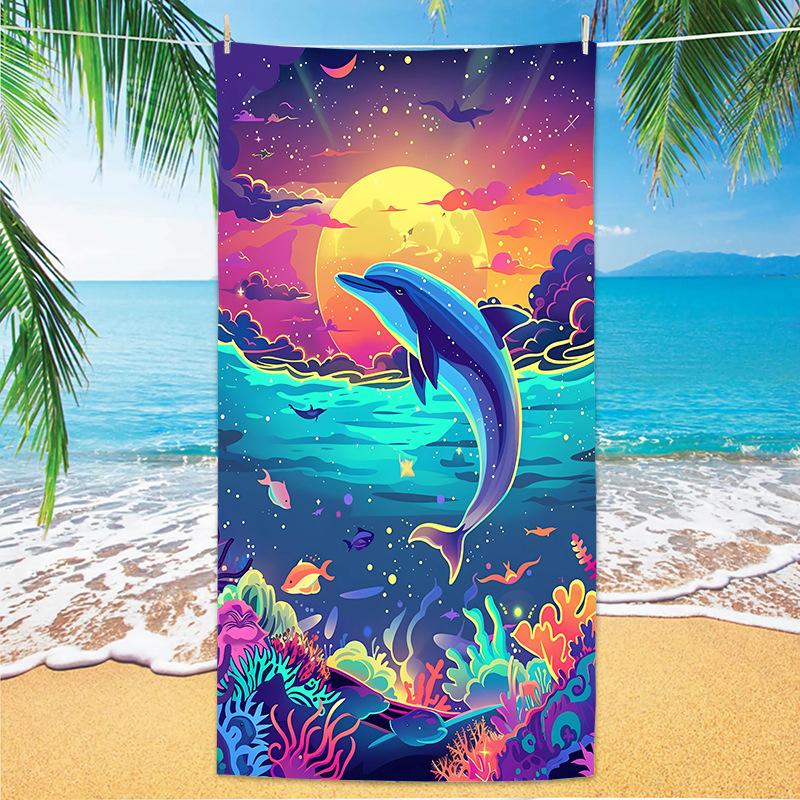 New Popular Marine Life Beach Towel Self-Delivery Warehouse Microfiber Quick-Drying Towel