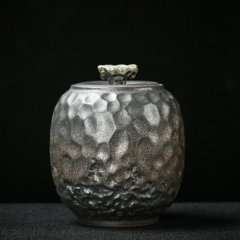 Керамическая банка Ретро Позолоченная с крышкой Герметичный чайник Кухонный контейнер для продуктов Фарфоровая Антикварная Конфетница Поделки Настольное украшение Подарок