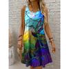 Women's  Animal Print Casual Dress, Off Shoulder Sleeveless Crew Neck Beach Sundress, Summer