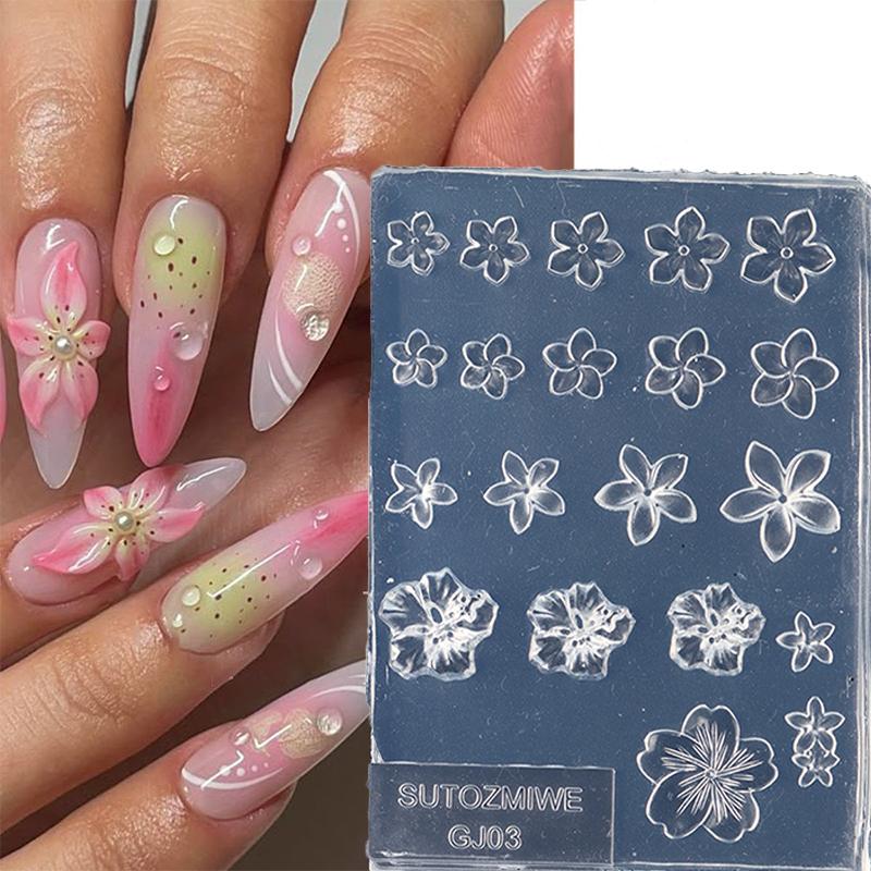 Handmade Diy Frangipani Silicone Nail Art Mold For Manicure Fashionable Flower Nail Art Design Mould High Transparent Template