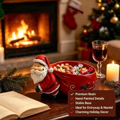 Christmas Santa Claus Resin Storage Bowl Handcrafted Design Holiday Table Decor Candy Snack Holder