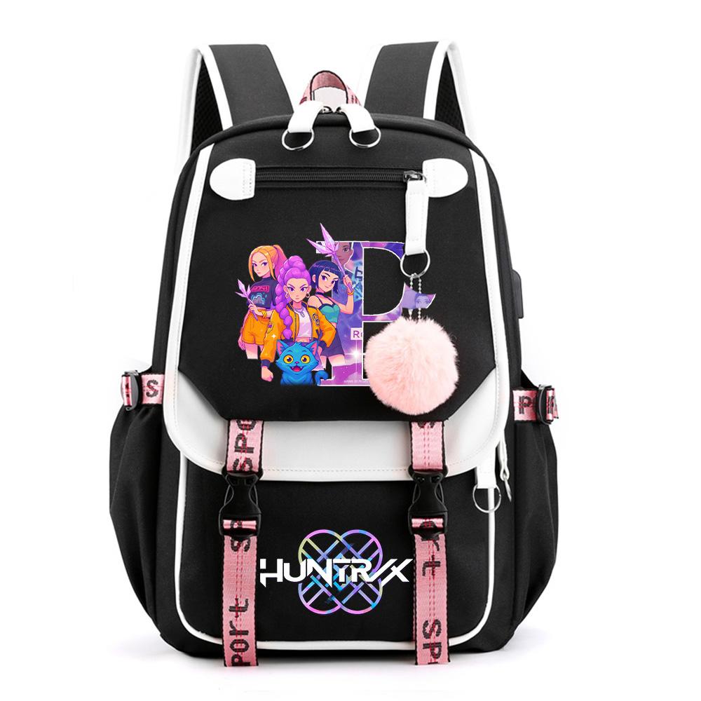 Anime Cartoon 26 English Letter Printed Backpack for Teenager Student Girl Boy Bookbag Large Capacity Travel Bag Kid Gift