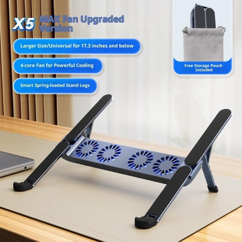 Portable Multiple Angled Laptop Coolers Silents Cooling Fan Foldable Tablets Holder For 10-17inch Devices