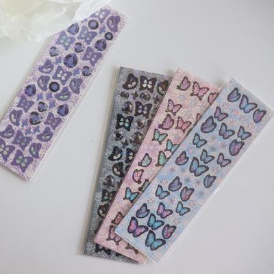 Korean Popular Butterfly Laser Sticker Sparkling Transparent PET Bottom Traceless Sticker Goo Card Decorative Sticker