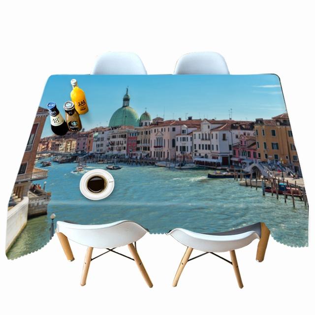 Thicken Cotton Tablecloth Seascape Landscape Pattern Rectangular Round Table Cloth For Wedding Picnic Party