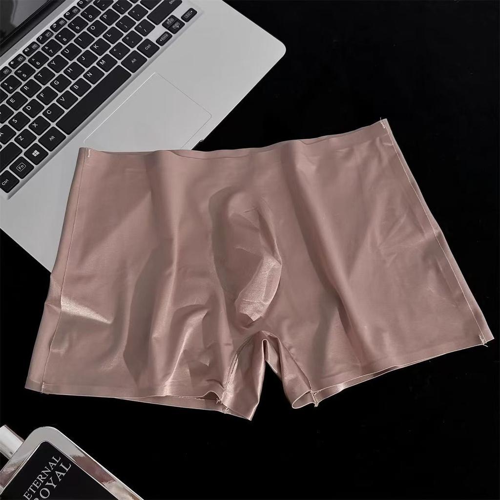 Pearlescent Satin Silky Panties Men'S Ice Silk Seemless One-Piece Underwear U Convex Underpant Transparent Slim Fit Boxer Shorts
