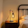 Nettlife Lampe de Table Industrielle Bois &amp; Métal Noir, Cage, pour Salon/Chambre/Bureau/Cuisine