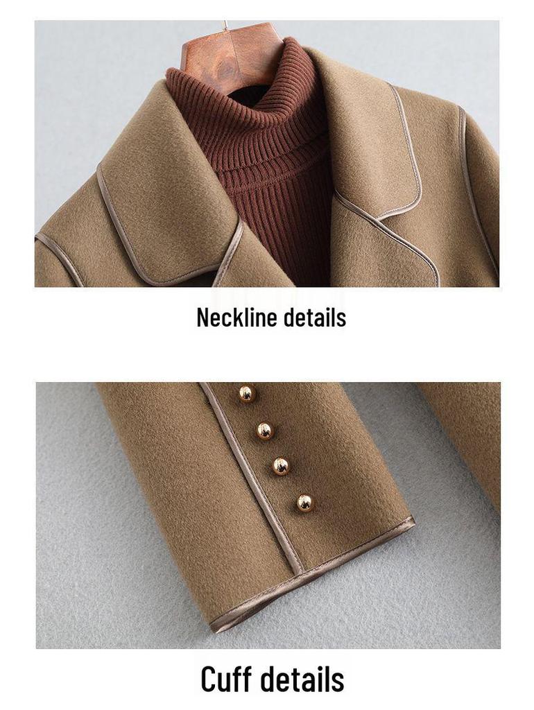 Korean-Style Woolen Coat: Women's 2025 Autumn/Winter Mid-Length Double-Sided Trendy Top