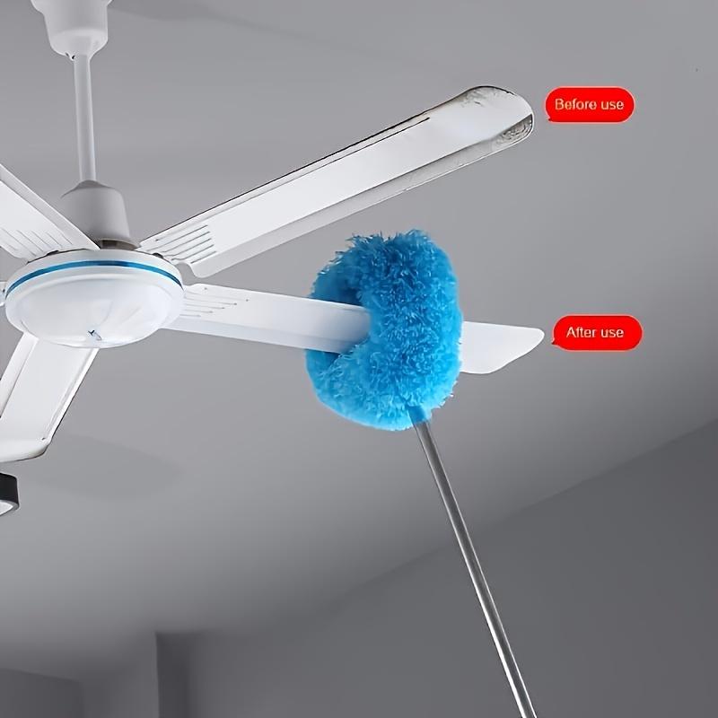 Ceiling Fan Dust Collector with Retractable High Reach -Slip Lock Detachable Brush Heads Feather Duster Attachment Machine Washable Free Operation