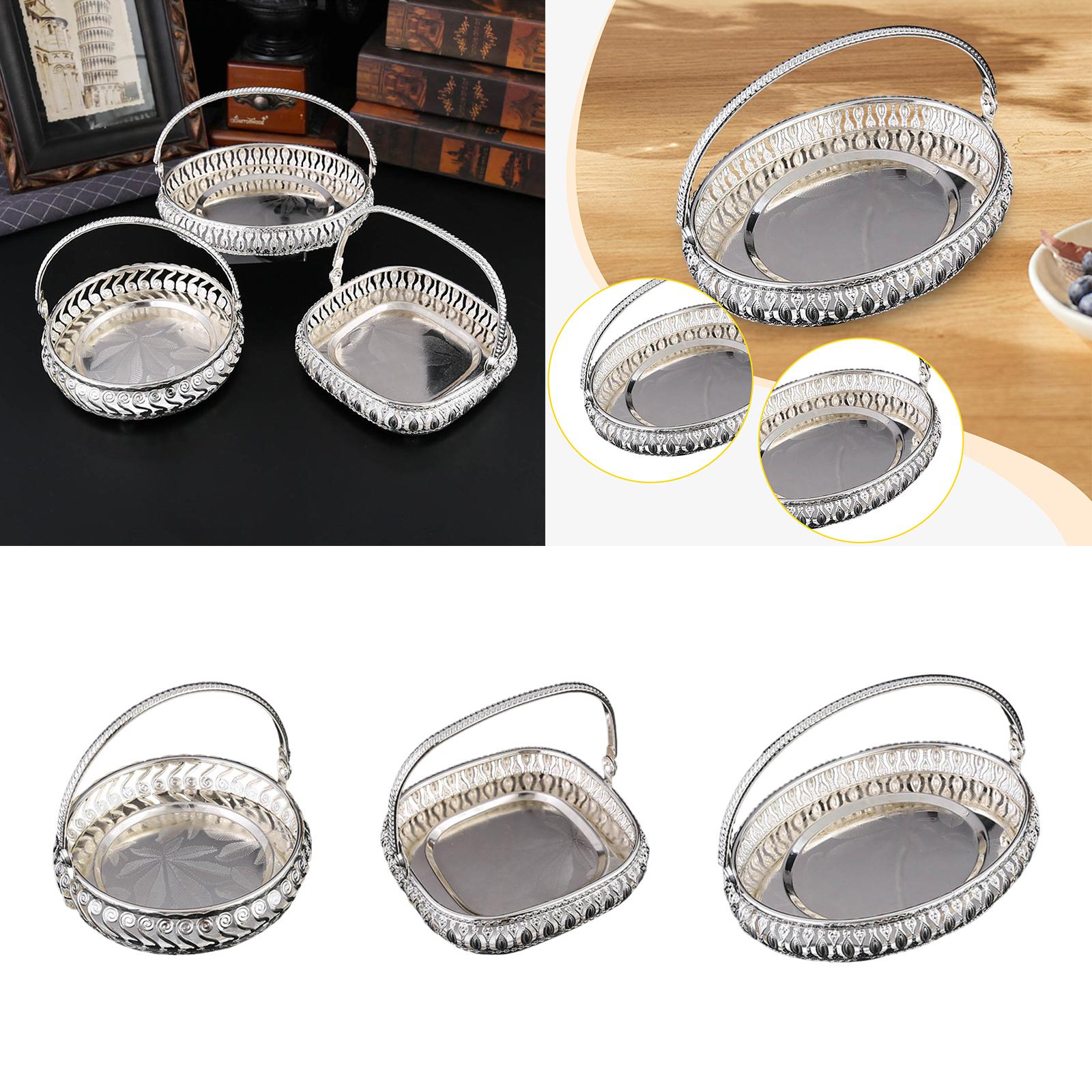 

Fruit Tray with Handle Snack Dessert Storage Plate for Party Dessert Wedding Round