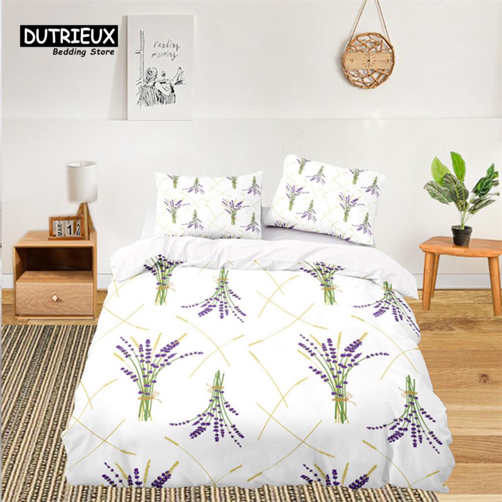 Soft Floral Bedding Set For Kids Girls Adults Leaves Flowers Branch Print Duvet Cover Set Quilt Cover Pillowcases Bedroom Decor