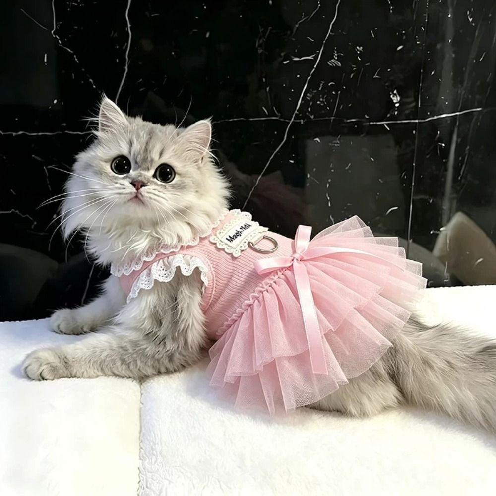 Breathable Pet Clothing Lace Tutu Puppy Skirt New Cat Dress For Small Dogs
