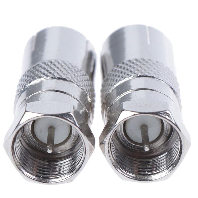 2Pcs F Type Male Plug Connector Socket To Rf Coax Tv Aerial Female Rf Adapters