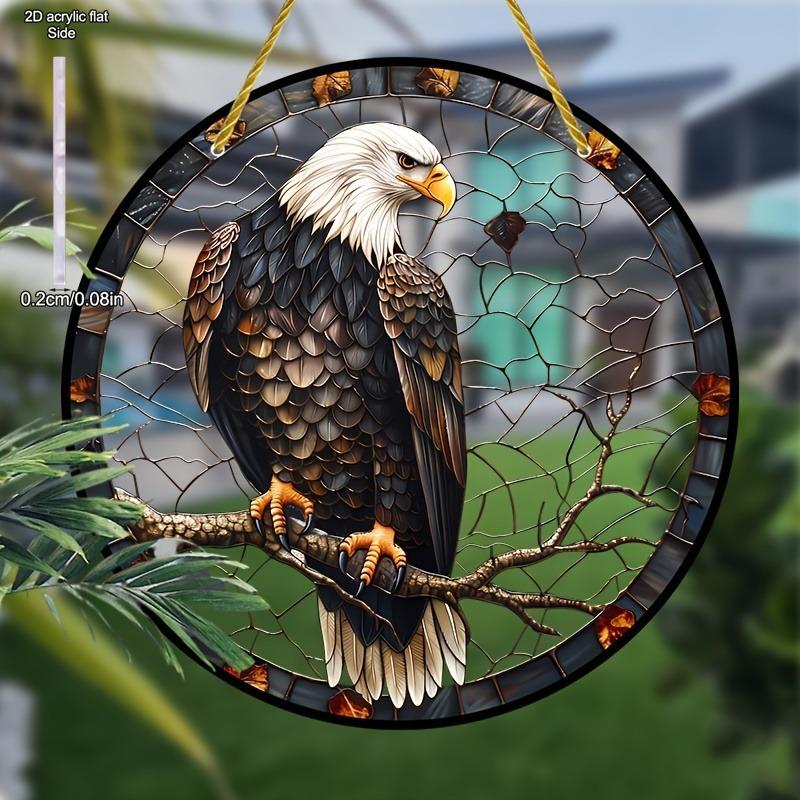 Sun Catcher - Vibrant Stained Glass Style Window Hanging with Lifelike Eagle Design, Nurseries, Vintage Home Decor Wall for Bar Kitchen, Restaurant Sh