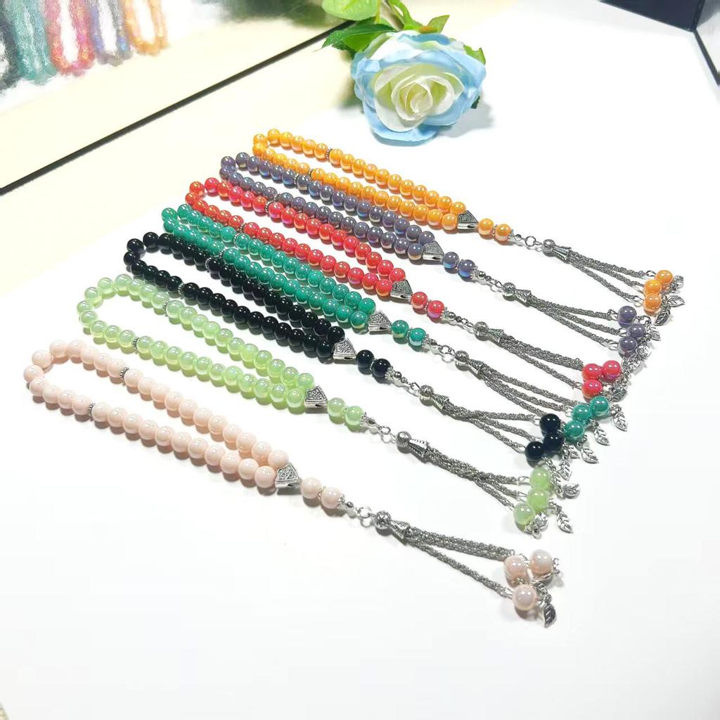 High-Temp Crystal Glass Islamic Prayer Bracelet 8mm UAE Muslim Beads