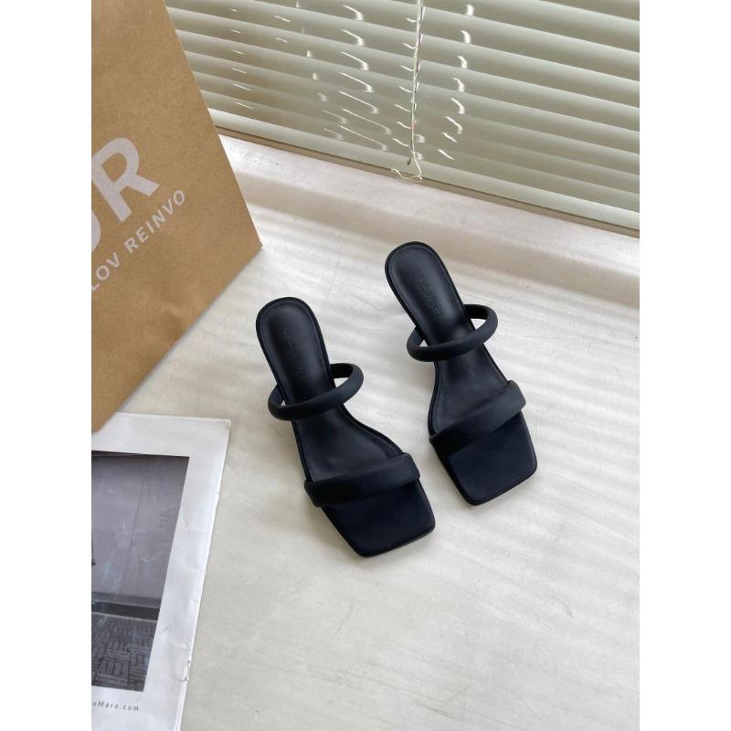 New Style Popular Open Toe High Heeled Sandals Women's Summer New Fashion Square Head Thick Heel Mid-heel Slippers Zapatos Mujer