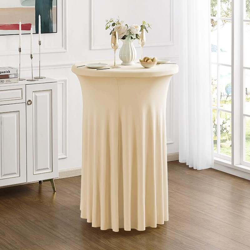 Cocktail Table Covers, Spandex Stretch Round Cocktail Tablecloths Stretch High Top Bar Table Skirt for Wedding Party Banquet
