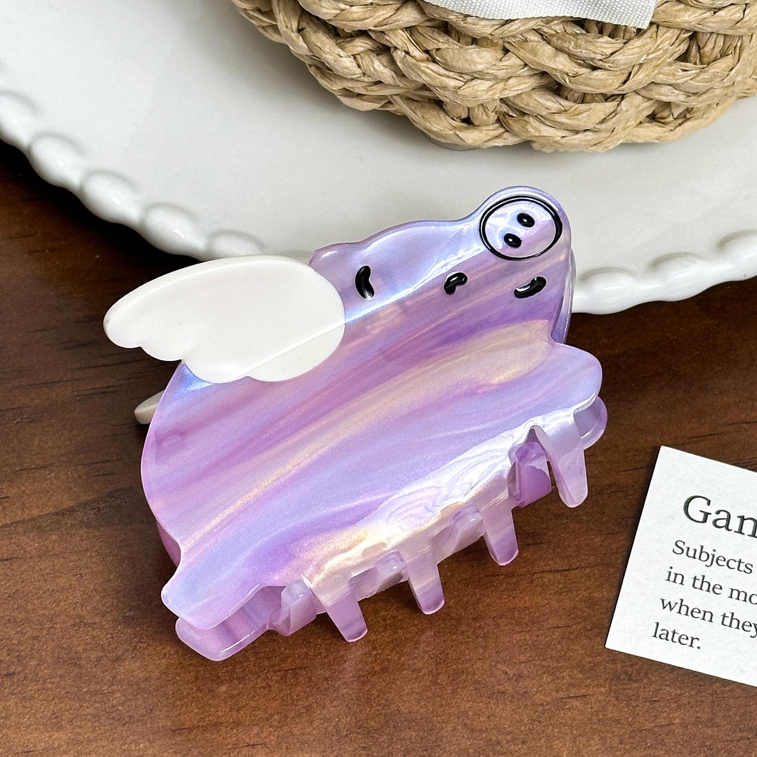 

Animalthemed Cute Hair Clip Featuring A Stylish Flying Pig Design In Multiple Colors Purple7.7cm