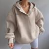 2025 European and American cross-border Amazon new model, velvet hooded printed LOGO long-sleeved versatile sweater V-neck sweater jacket