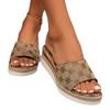 Women’s Wedge Peep-Toe Slide Sandals Stone Pattern Summer Shoes
