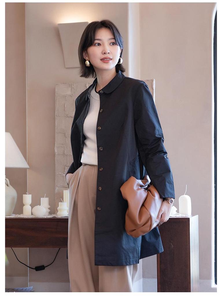 YUN Damen Midilanger Trenchcoat - Lockere Passform, Revers, Einreihig, Lässiger vielseitiger Stil für Frühling und Herbst